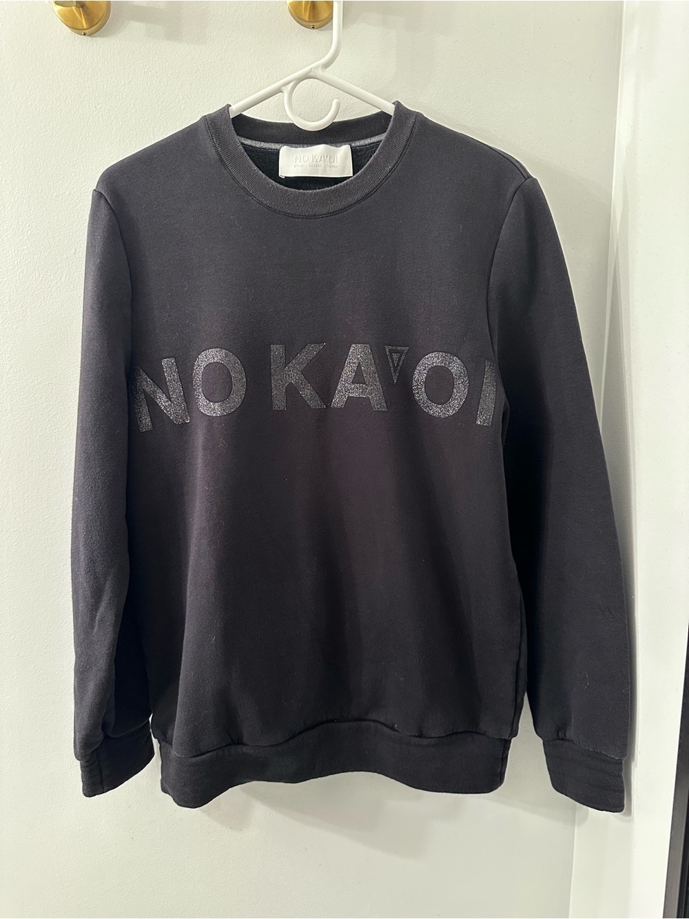 NO KA 'OI Designer Charcoal Black Glitter Logo Crewneck Sweatshirt size xsmall